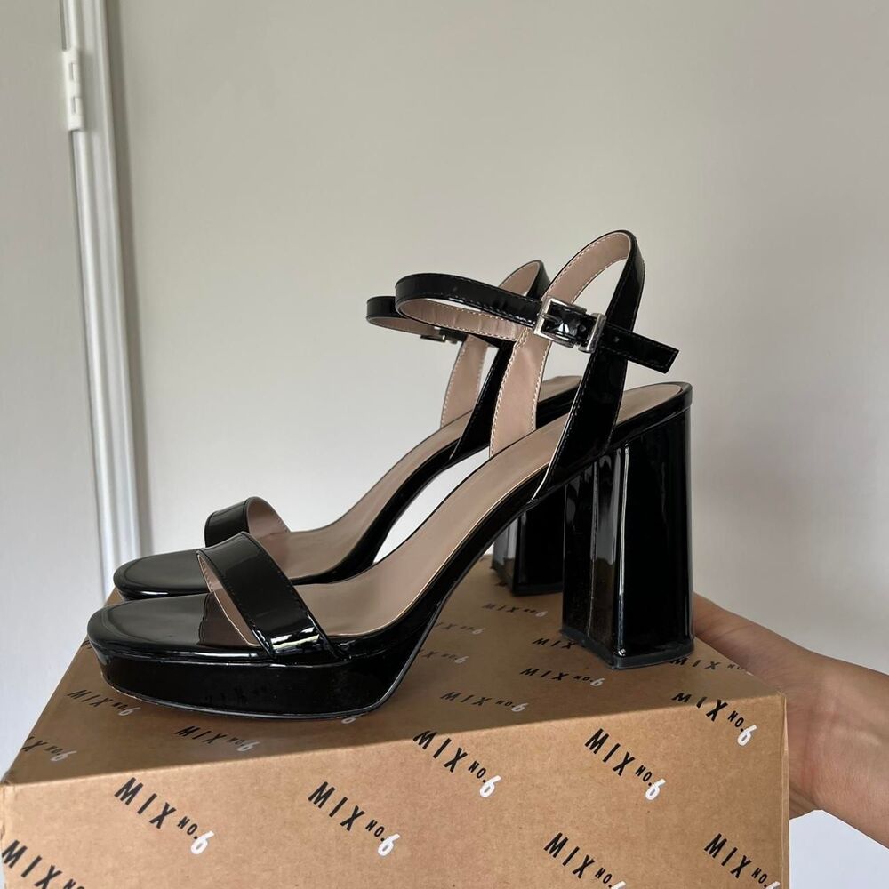 Black Block Heel Sandals Mix No. 6